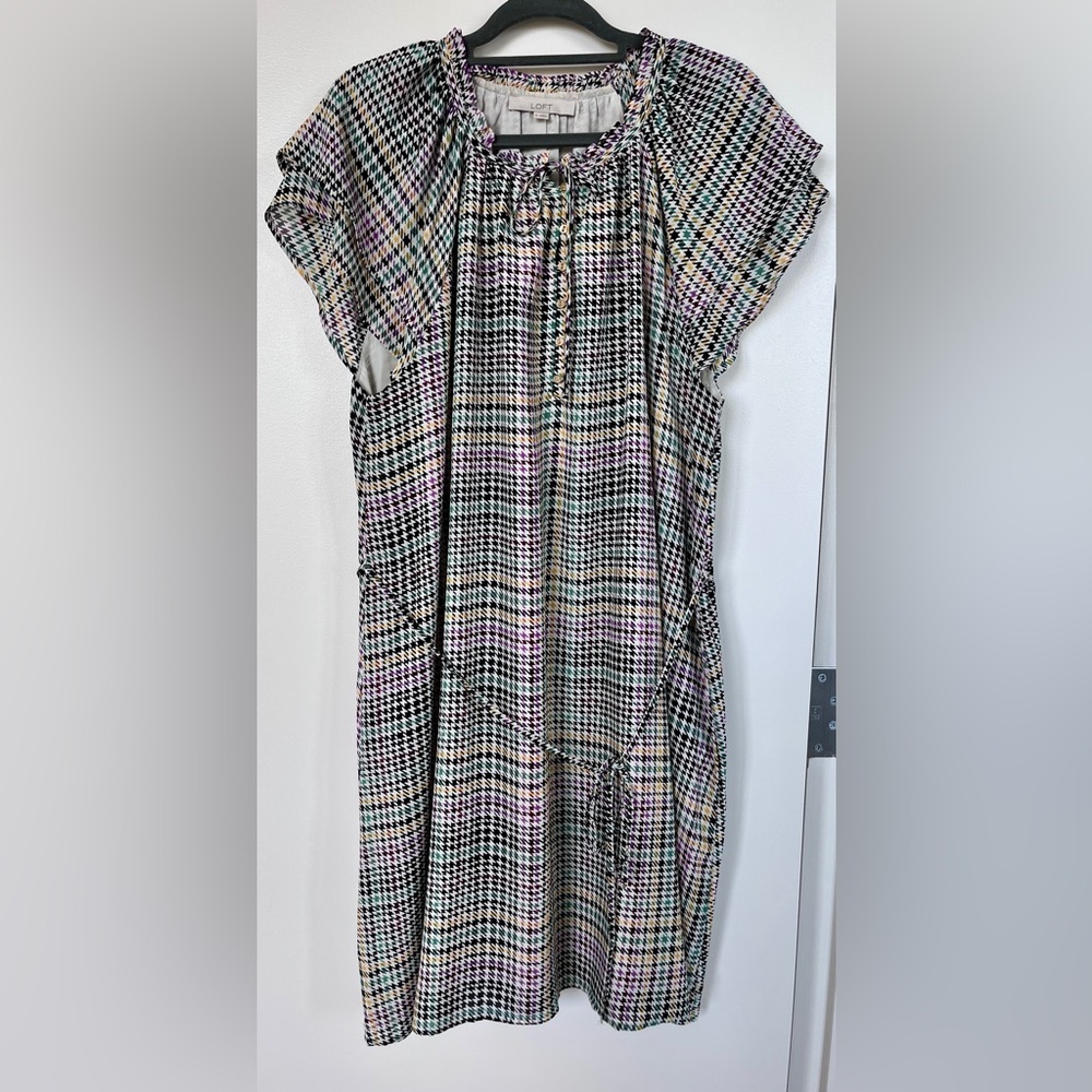 LOFT Women's Multicolor Checkered Midi Dress